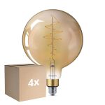 Voordeelpak 4x Philips Classic LED Globe E27 200mm Filament Goud 7W 470lm - 818 Zeer Warm Wit | Dimbaar - Vervangt 40W