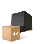 Voordeelpak 4x D'Lite LED Wandlamp Elingen Aluminium Zwart 2.9W 170lm - 830 Warm Wit | IP65 - Werkt Op Batterijen - Lichtsensor